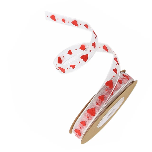 DIY Gift Wrapping Ribbon Love Heart Printed Ribbons Seam Packaging Packing Rope