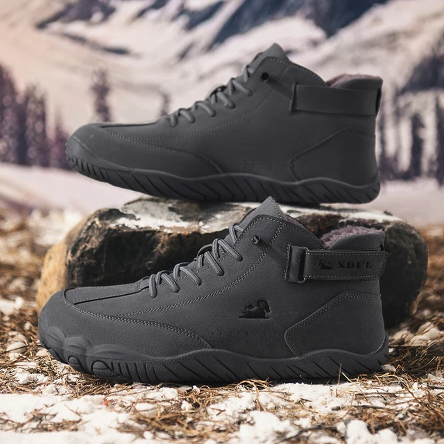 MEN SNOW BOOTS with Hook And Loop Closure Ankle Boots HighTop Shoes