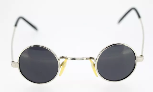 Vintage handmade unisex sunglasses with circular blue lenses-circa 1960s