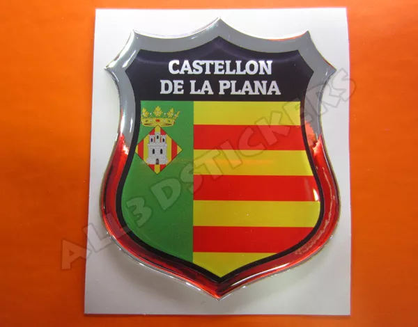 Pegatina Emblema 3D Relieve Bandera Castellon de la Plana - Todas Banderas MUNDO