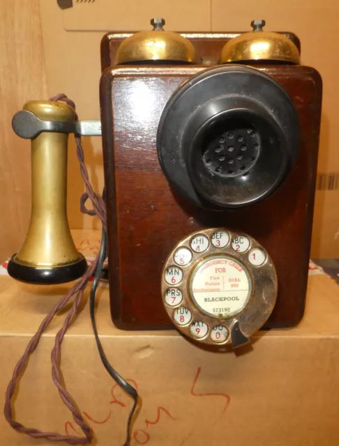 GPO Telephone Wall Mounted Vintage 1920's Mk 234 Working  Brass Excellent Box