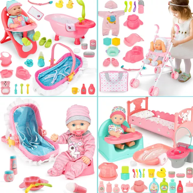 Baby Doll Play Set Pretend Roly Play Baby Carrier w/ Dolls Accessories for Kids