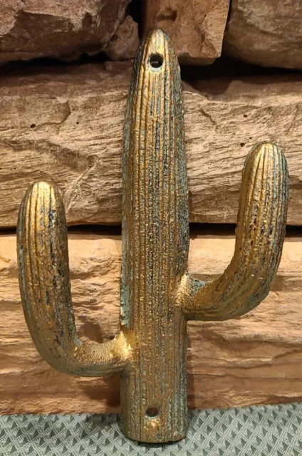 NEW! Cactus Cast Iron Wall Hook Desert Southwest Decor Coat Hat Towel Key Rack