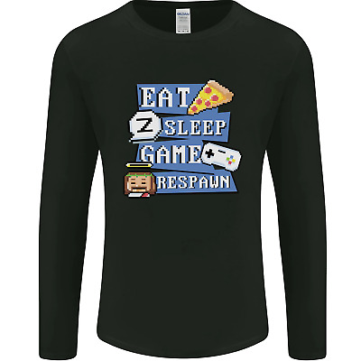 Gaming Eat Sleep Game Respawn Gamer Arcade Mens Long Sleeve T-Shirt