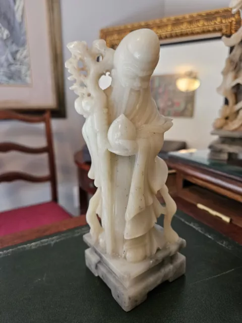 Chinese Hand Carved Soapstone Statue Shou Lao