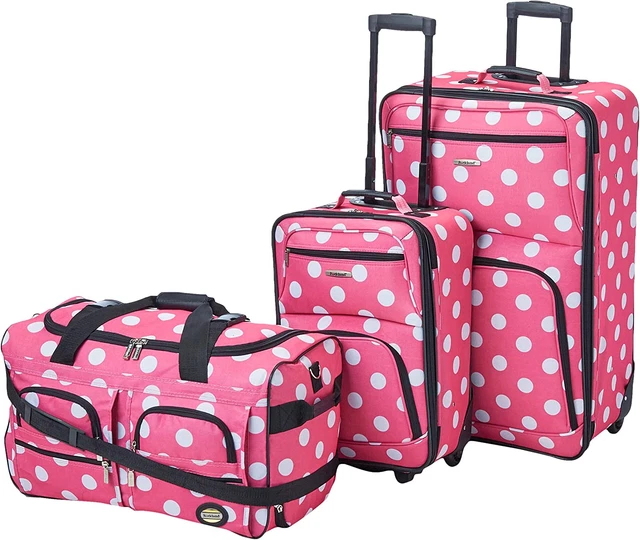 Softside 3-Piece Upright Carry On Luggage Set Expandable Black Skate Wheels