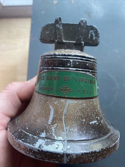 Liberty Bell Piggy Bank Vintage Banthrico Paperweight Virginia Collector NO KEY