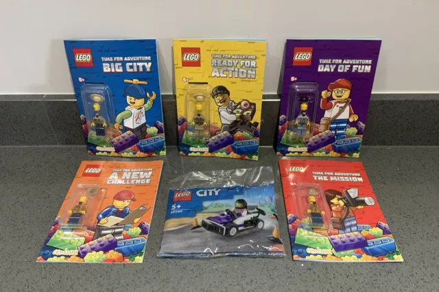 LEGO 5 X Time For Adventure Books + Minifigures. New. Plus 30589 City Polybag✅
