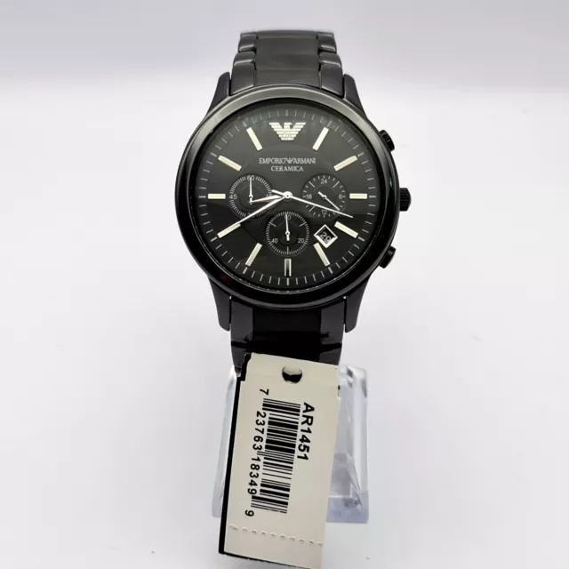 Brand New Emporio Armani Ar1451 Luxury Black Dial Ceramic Mens Watch 2