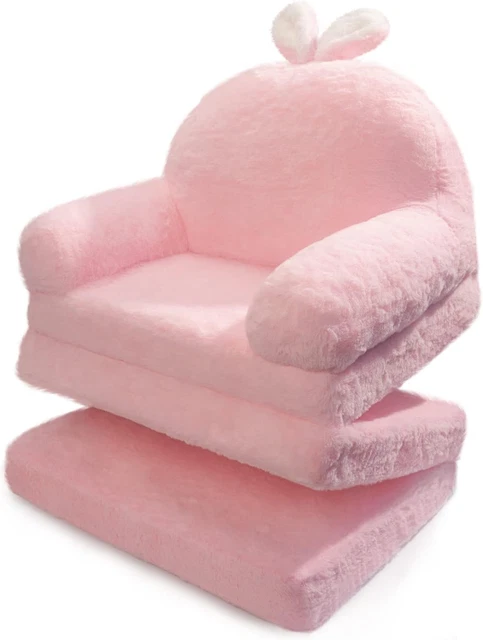 Sofá desplegable suave para niños pequeños, reposabrazos cama para jugar, gif