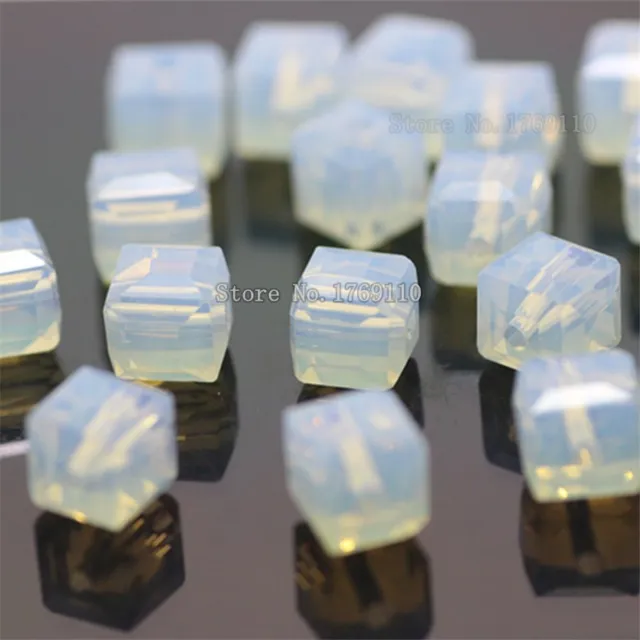 Square Crystals Charm Bead Glass Loose Spacer Beads Jewelry Makings 6mm 100Pcs