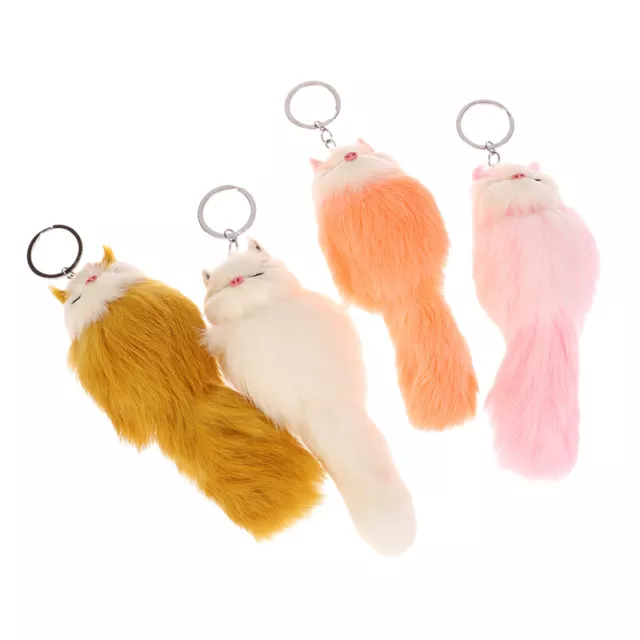 1Pc Cute Solid Color Plush Little Fox Keychain Woman Purse Bag Pendant Gift