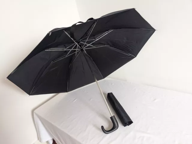 Vintage Totes Slim Black Umbrella With Comfort Wide U Handle