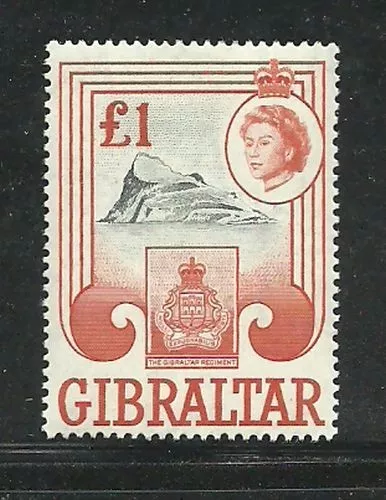 Album Treasures Gibraltar Scott # 160 One Pound Elizabeth Seal of Colony MLH