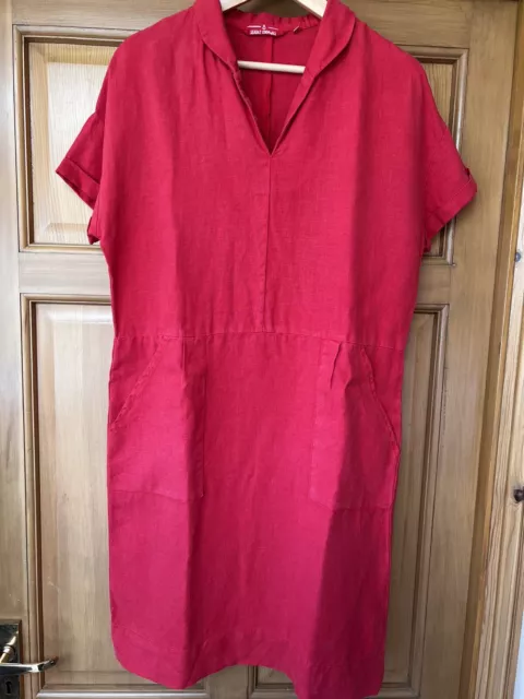 SEASALT VIVIER DRESS red size 8 pockets linen machine