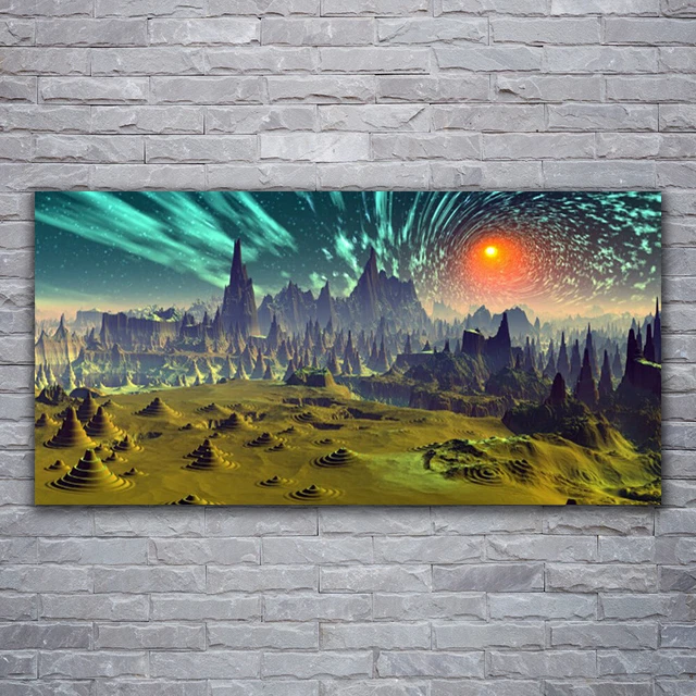 Tableau Mural Verre Acrylique 120x60 Cm - Impression Lignes Abstraites - Protection UV - 4 Crochets Inclus - Décoration Moderne