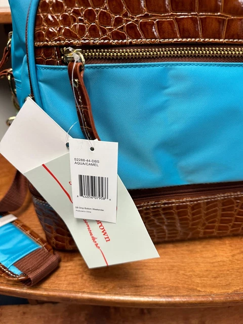 New Samantha Brown Classic Drop Bottom Satchel With Aqua / Camel 2