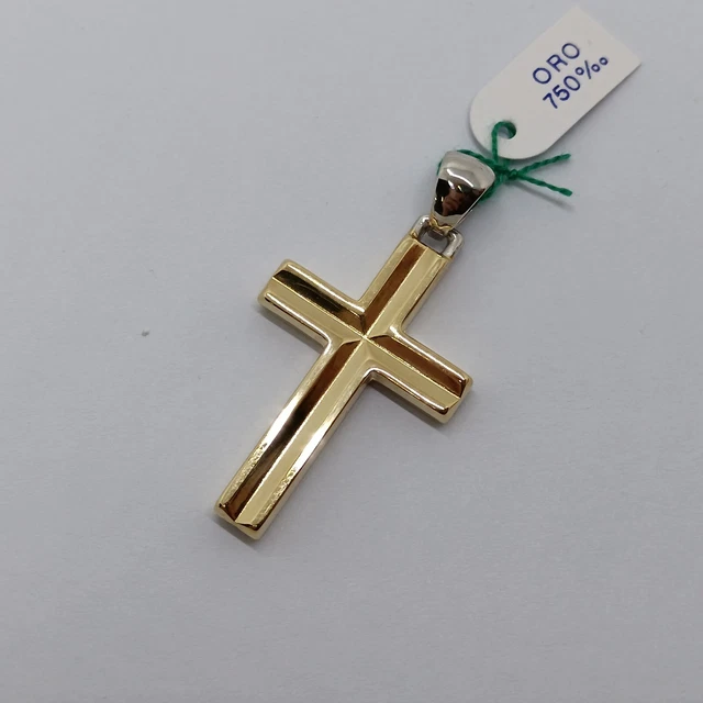 Ciondolo Religioso In Oro Giallo 18kt 750 Con Volto Di Ges&ugrave; Cristo E Croce - UNOAERRE