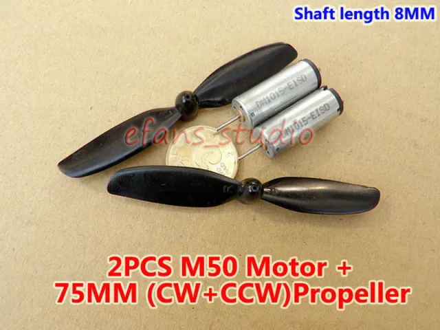 2PCS DC 3V~6V 37000RPM High Speed 10MM cylinder M50 Motor With CW CCW propeller