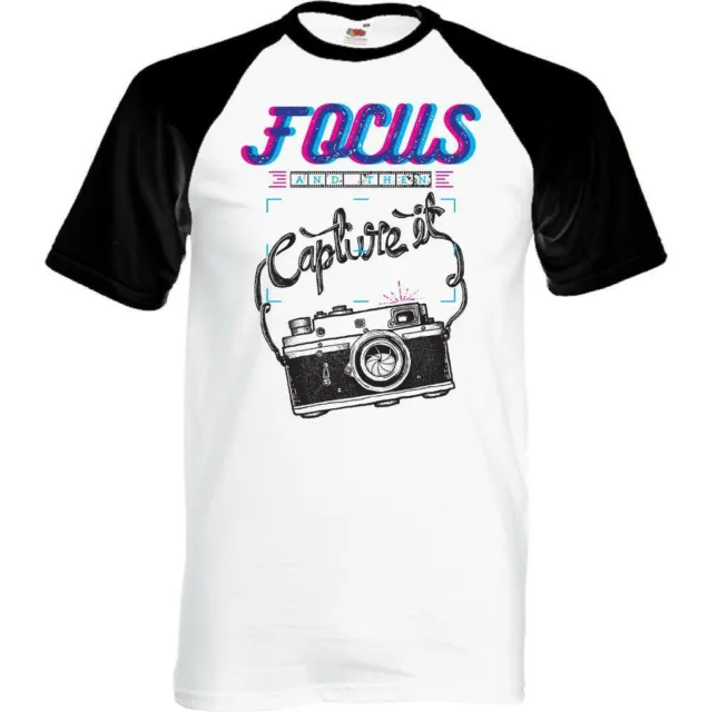 Photography T-Shirt Photographer Mens Funny Camera Focus And Then Capture DSLR