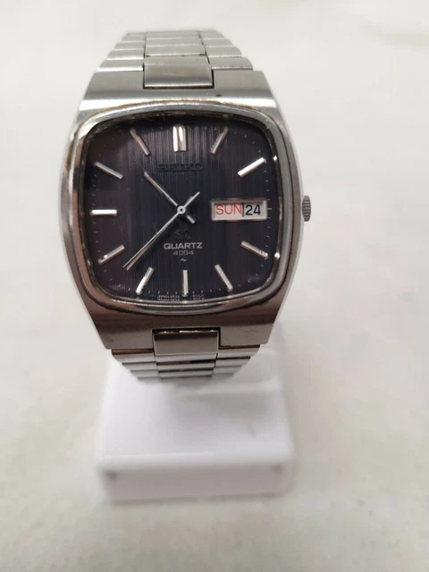 VINTAGE SEIKO SQ 4004 Square Black Dial Steel Quartz Gents Watch 4633-5019  #816 EUR 45,51 - PicClick IT