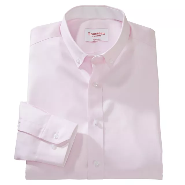 Chemise homme sans repassage coton col pointes boutonnées Rousseau à Paris