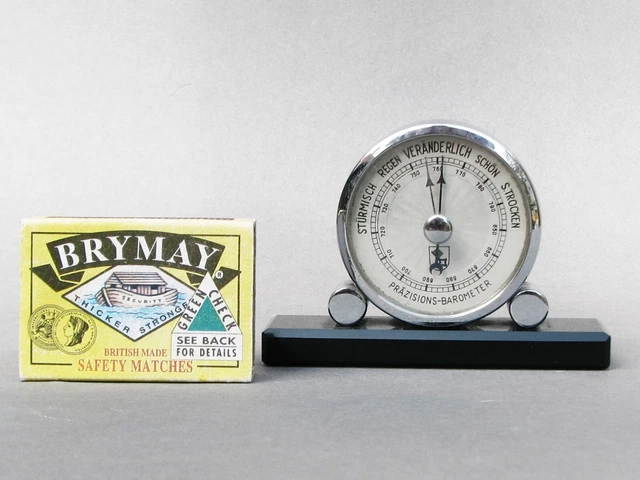 PRÄZISIONS BAROMETER Art Deco Chrom H-6cm 30er Jahre