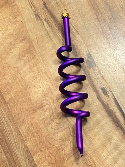 Purple Spiral Mercury Glass Christmas Ornament 7"
