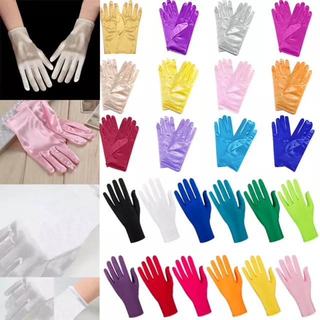 Kurze Satin-Handschuhe Für Damen Hochzeit Opern-Kostüm-Handschuhe Braut- 。