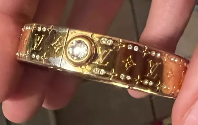 LOUIS VUITTON M64861 Nanogram Strass Bracelet Gold Metallic 6.69