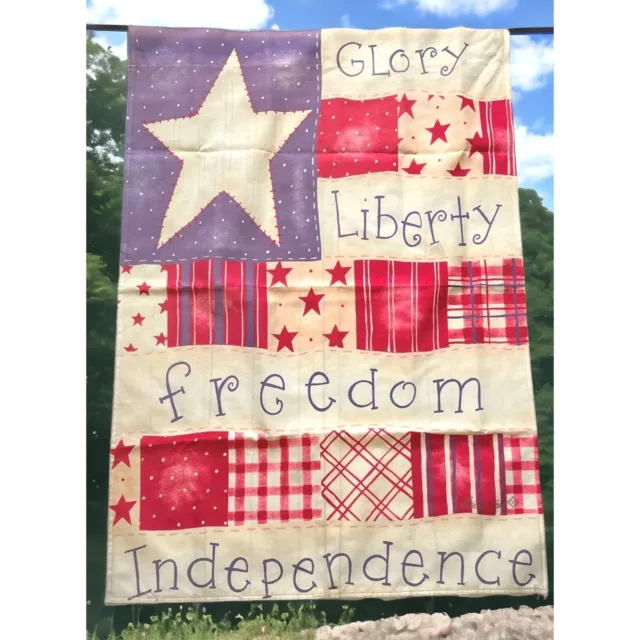 4th of July Garden House Flag USA Patriotic Glory Freedom Independence Patchwork