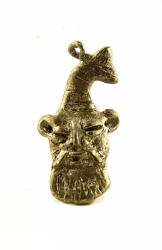 Colgante Máscara Ashanti Tribal Africana Figurita de Latón E