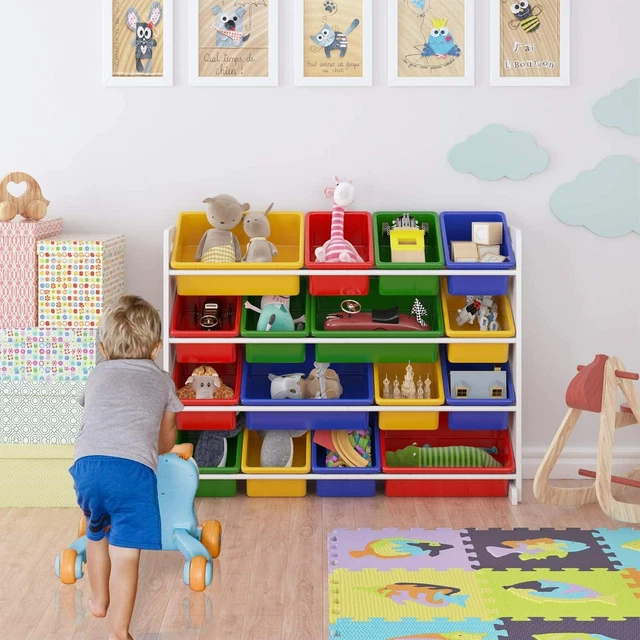 SCAFFALE PORTA GIOCATTOLI Bambini Libreria Mensola con 16 Scatole di  Plastica EUR 75,99 - PicClick IT