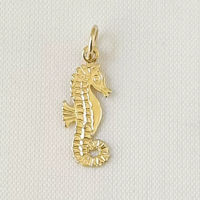 14k Gelbgold Klein Seepferdchen Charm / Anhänger, Gemacht IN USA