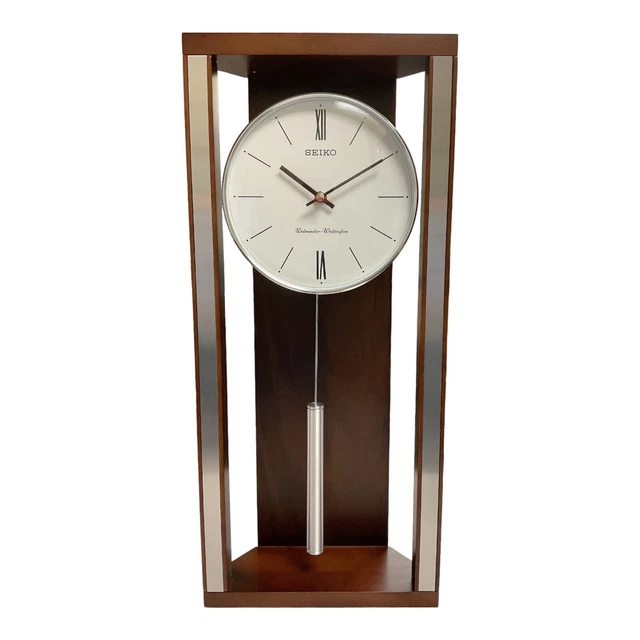 *NEW* SEIKO WALL Clock with Pendulum and Dual Chimes QXHO68BLH 46.00