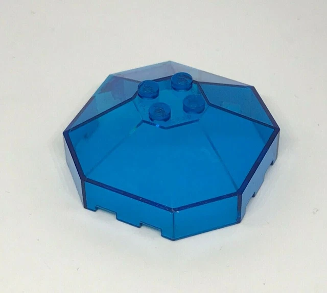 LEGO: Windscreen 6 x 6 Octagonal - Ref 2418b Trans-Bleu Dark - Set 6195 6959