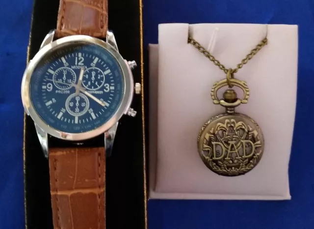 FATHER'S DAY DAD Pocket Wrist Watch Men's Fashion Pendant Chain Bronze Styles 2