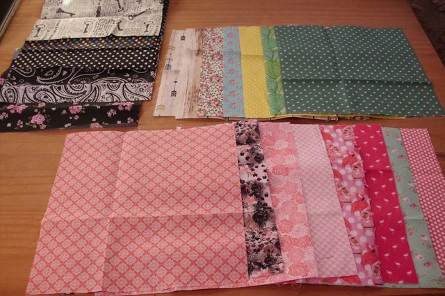 Lot De 11 Chutes De Tissu Coton Multicolores Pour Patchwork - Petits Coupons, Comme Neufs