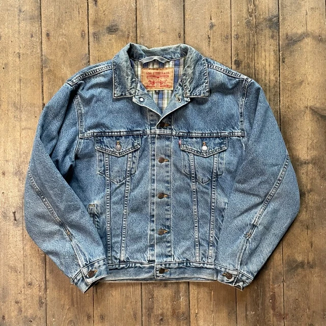 Levis Denim Jacket Jean Vintage Y2K Bomber Jacket, Blue, Mens