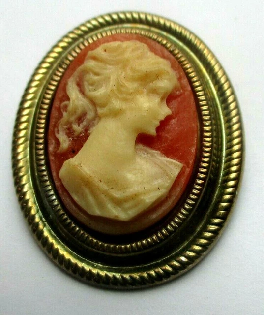 Pendentif or jaune camée corail | Antiquités Julie