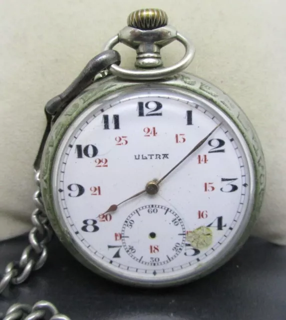 ancienne montre gousset ULTRA Mouvement mécanique Old Pocket Watch