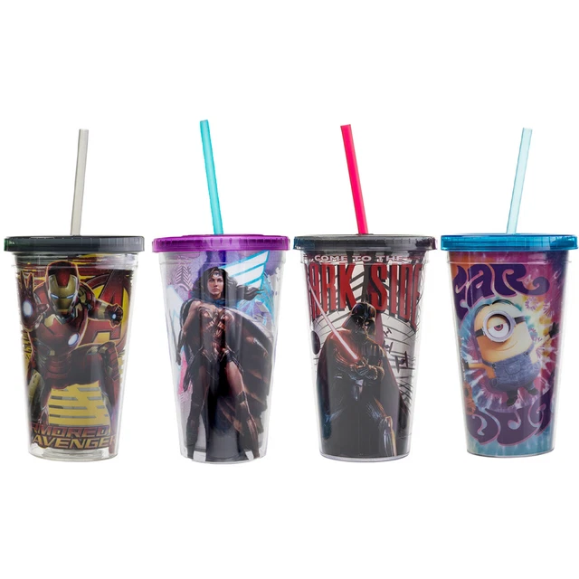 Silver Buffalo 16oz Movie Character Tumbler With Lid And Straw Double Insulated