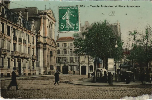 CPA NANCY. Temple Protestant et Place St-JEAN (663700)
