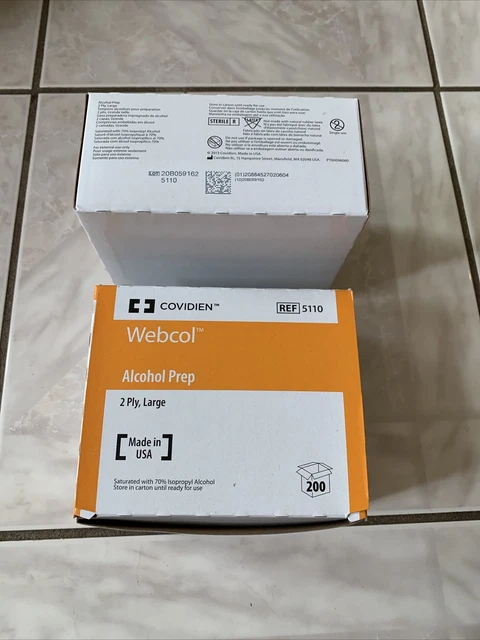 1 nueva caja de 200 toallitas de alcohol talla grande 2 capas Webcol Ref 5110