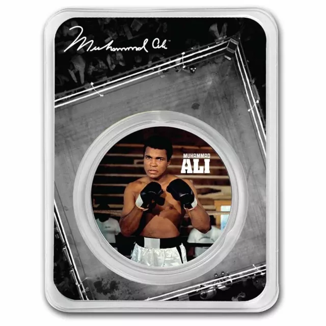 MUHAMMAD ALI 2023 $2 1 oz Pure Silver Colorized BU Coin with TEP - NIUE