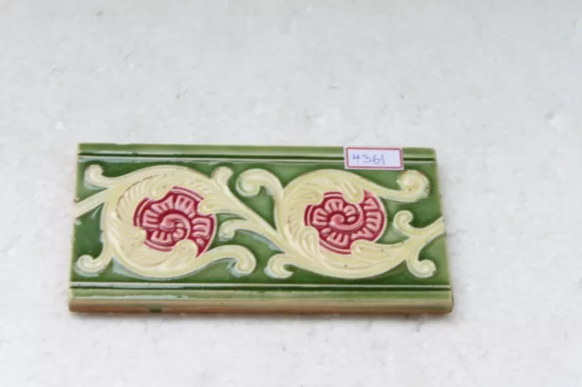 Japan antique art nouveau vintage majolica border tile c1900 Decorative NH4361 7
