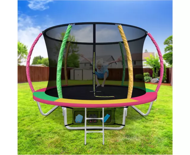 8FT Trampoline Round Ladder Enclosure Safety Net Rebounder Set for Kids Outdoor