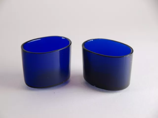 Pair of Antique/Vintage Oval Cobalt Blue Glass Liners