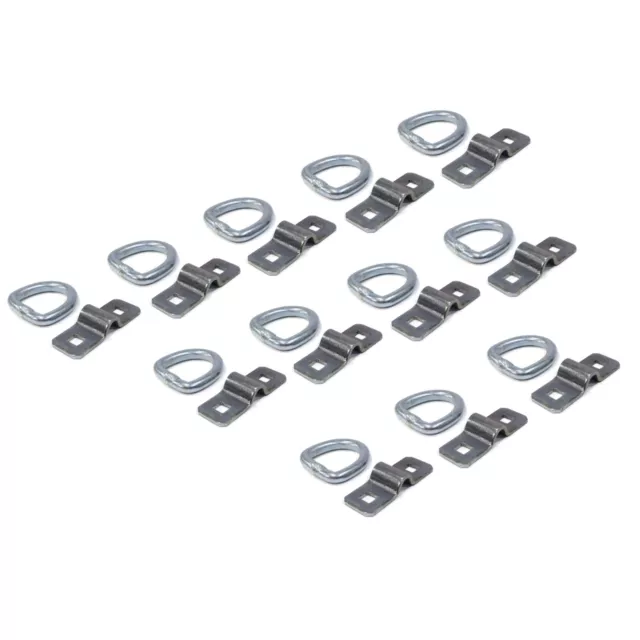 12-Pack  3/8" Steel D Ring Rope Tie Downs for Trailer Flatbed Truck Anchor Cargo
