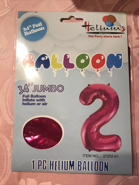 XL 34" Jumbo Number 2 Pink Foil Balloon Party Decorations